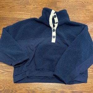 Nearly Brand New J. Crew Navy Blue Sherpa Fleece Sweatshirt (Size 3X)